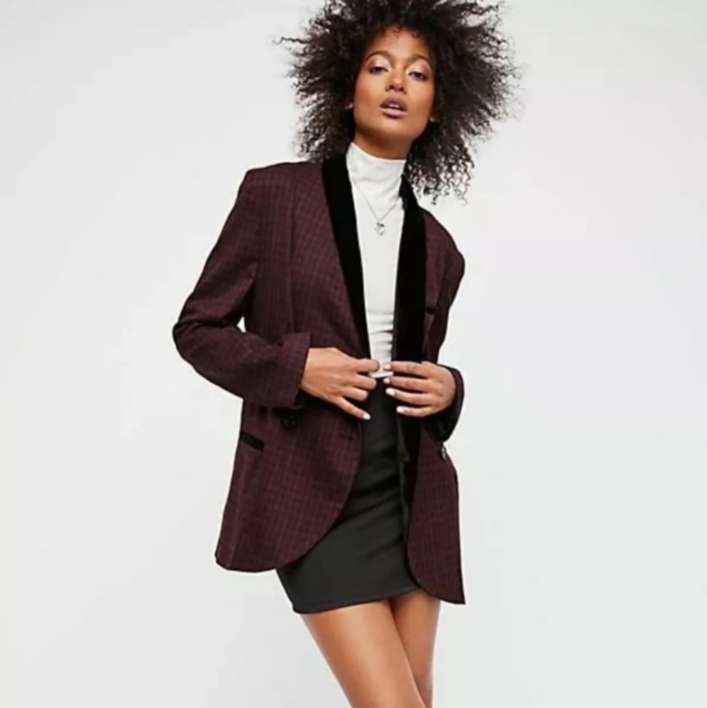 Free People Plaid Blazer